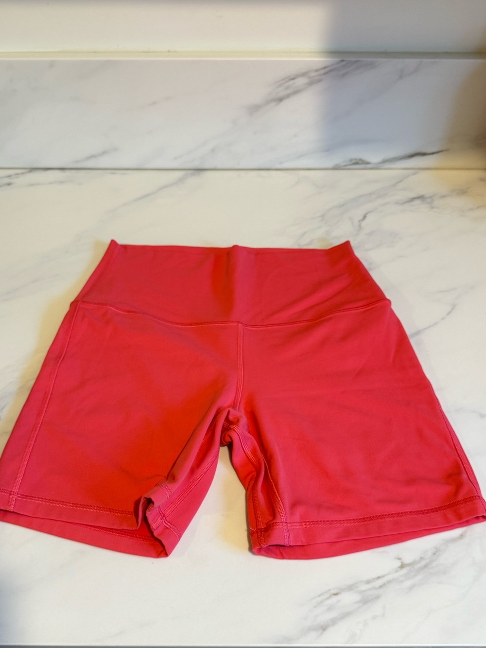 Lululemon coral pink soft biker shorts